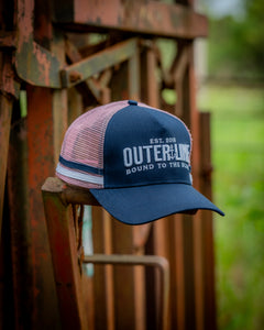 Outer Line Trucker Hat - Navy/Pink